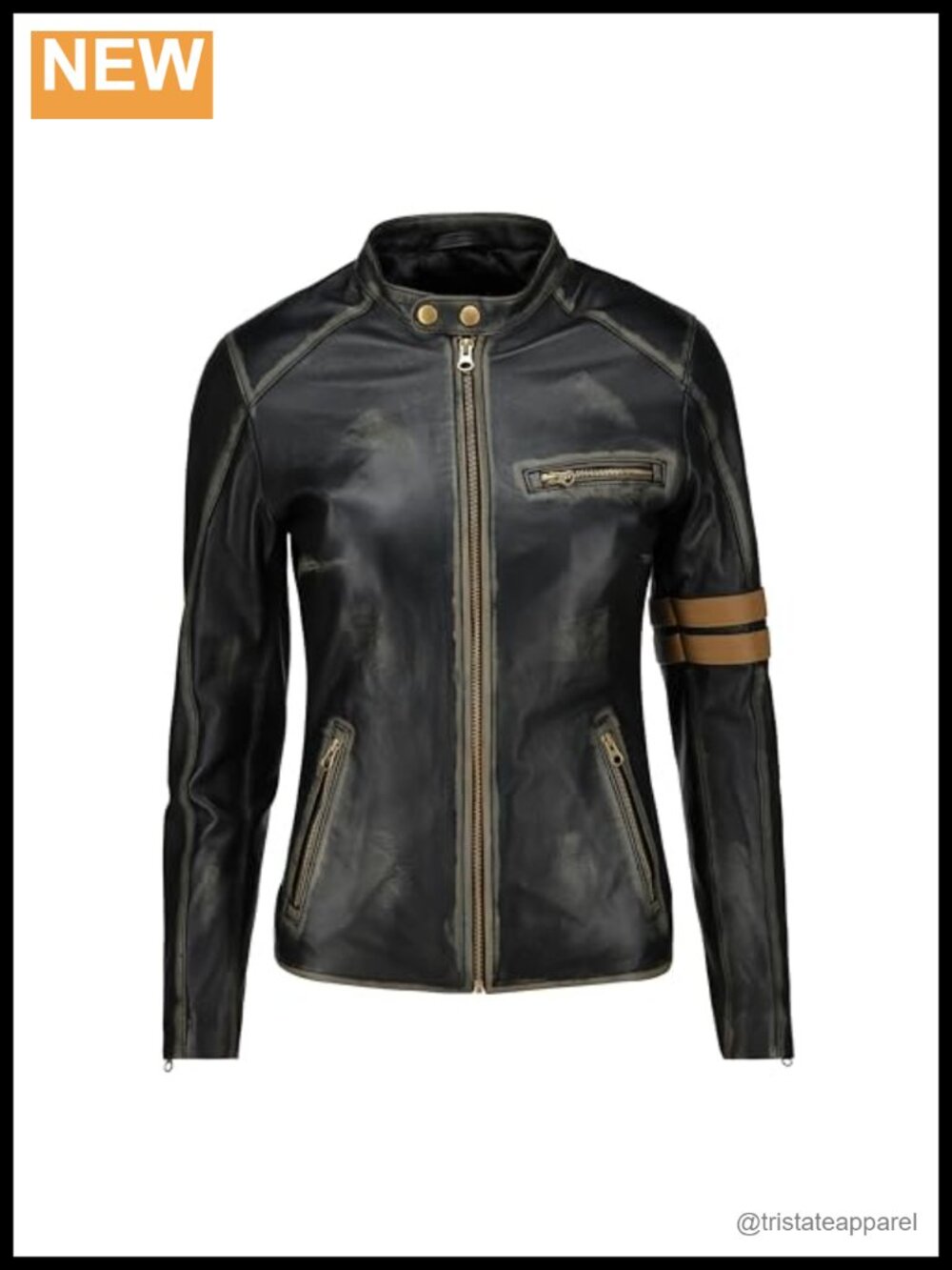 Women's Genuine Leather Cafe Racer Jacket Quilted Lining Moto Biker Style
